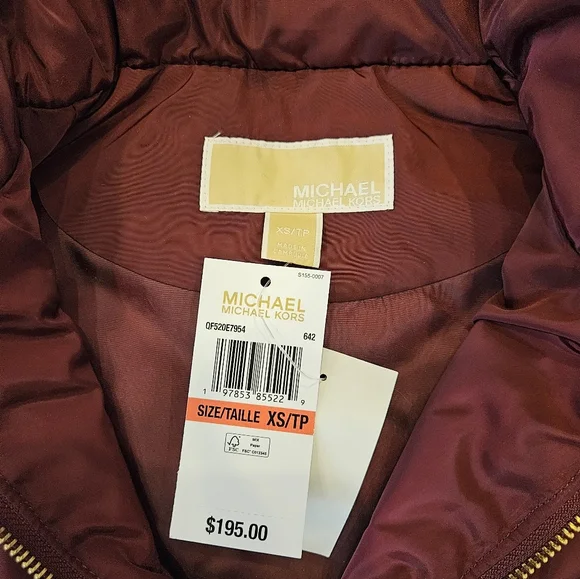 Michael Kors Burgundy Quilted Vest - Size XS - Picture 4 of 6